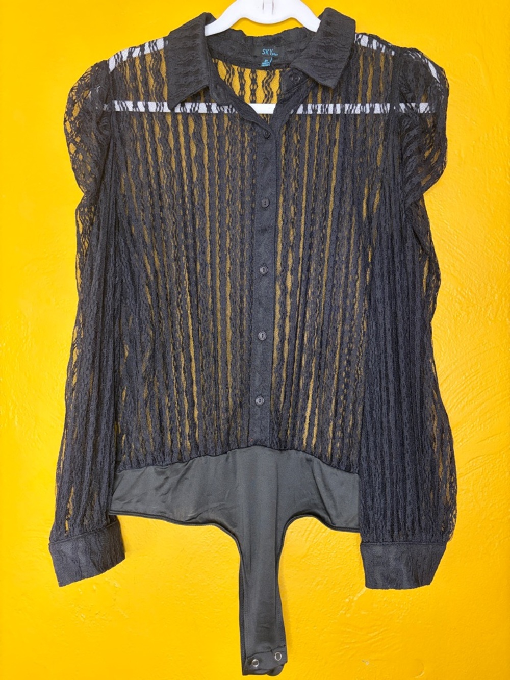 SKYplus Like NWOT Black Sheer Lace Bodysuit, never worn. 2X